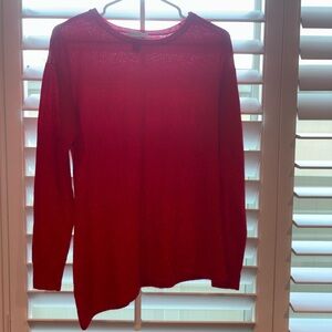Neiman Marcus Vibrant Red Crew Neck Sweater